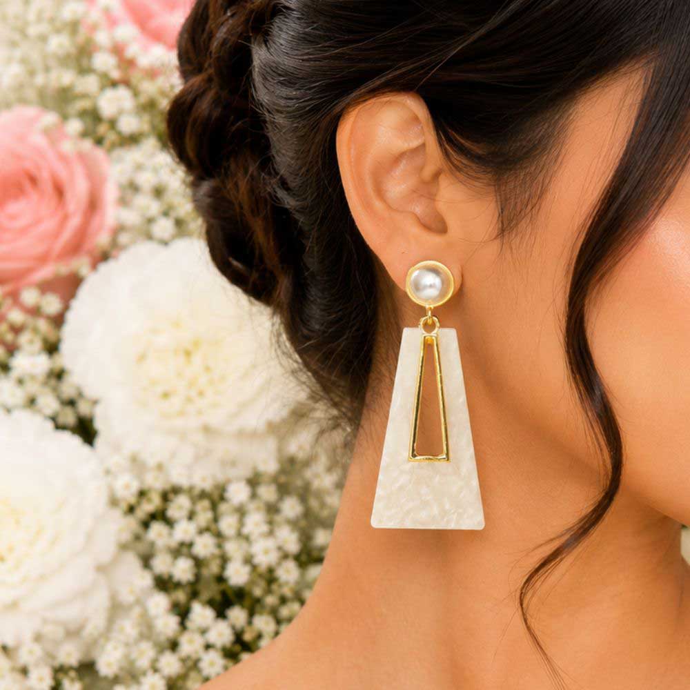 Modern Pearl Geometry Earrings
