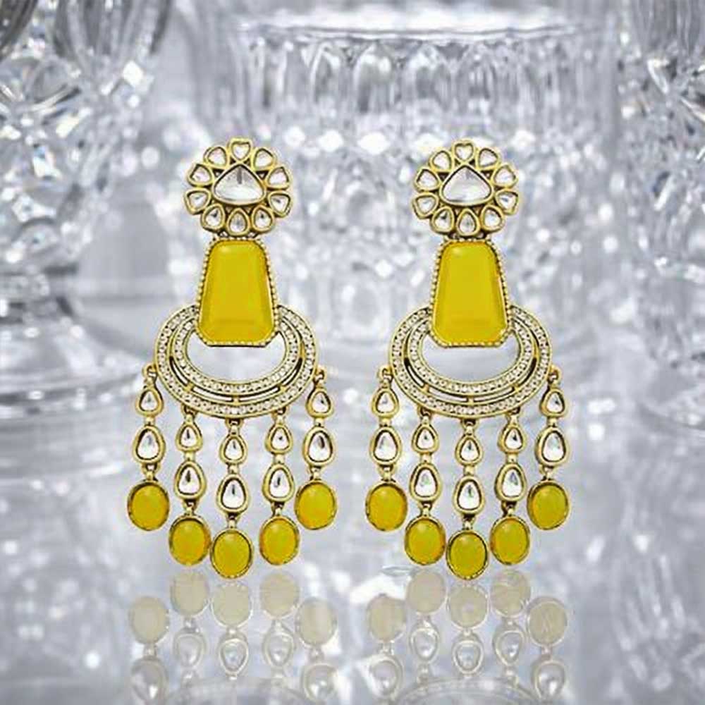 Indo Western Classic Earring With Mehndi Plating
