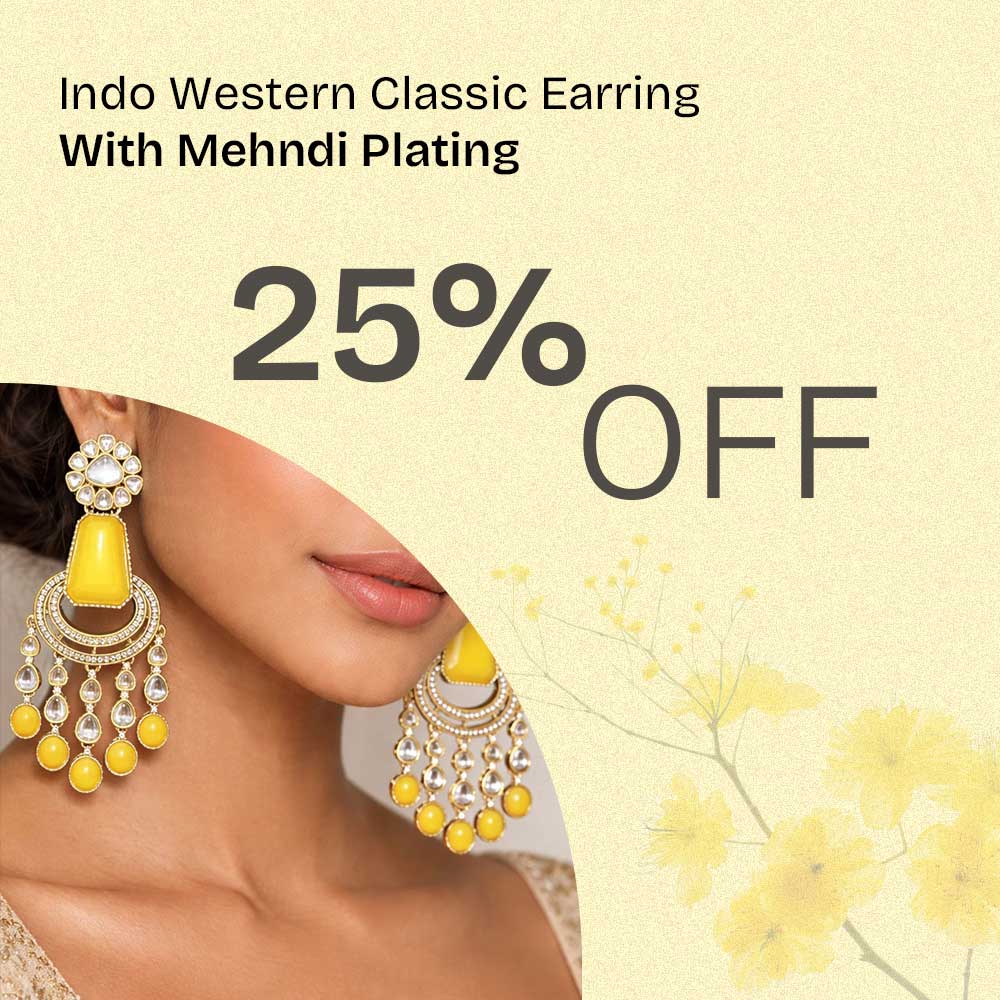 Indo Western Classic Earring With Mehndi Plating