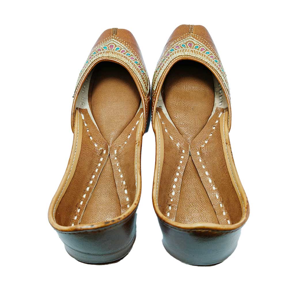 Royal Tan Multicolor Embroidered Traditional Juti