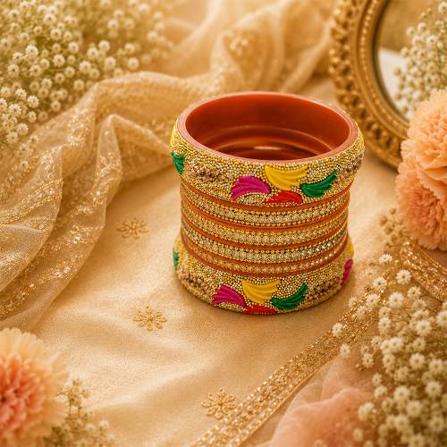 Royal Minakari Gold Plated Chudi Set for Women
