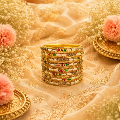 Rajwadi Minakari Gold Plated Bridal Chudi