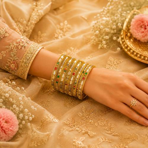 Rajwadi Minakari Gold Plated Bridal Chudi