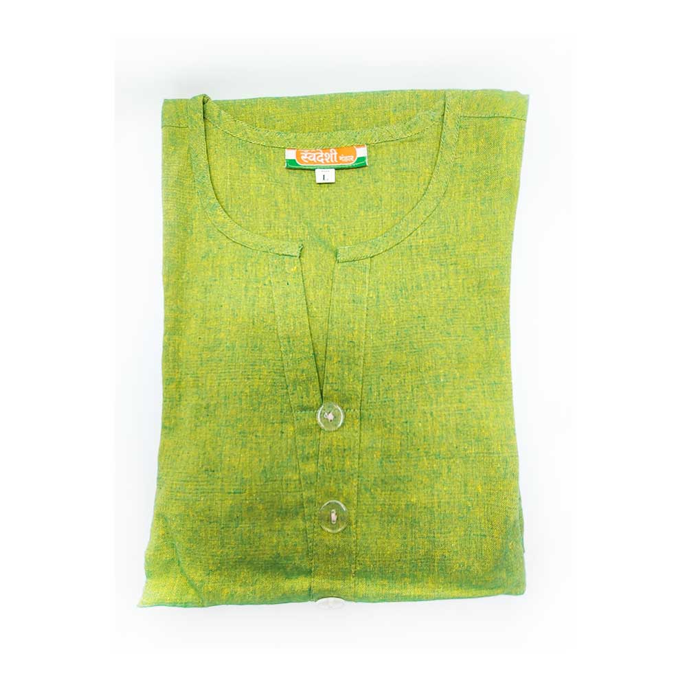 Lime Green Textured Casual & Festive Wear Kurti