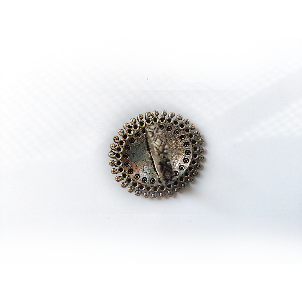 Royal Antique Oxidized Round Statement Ring