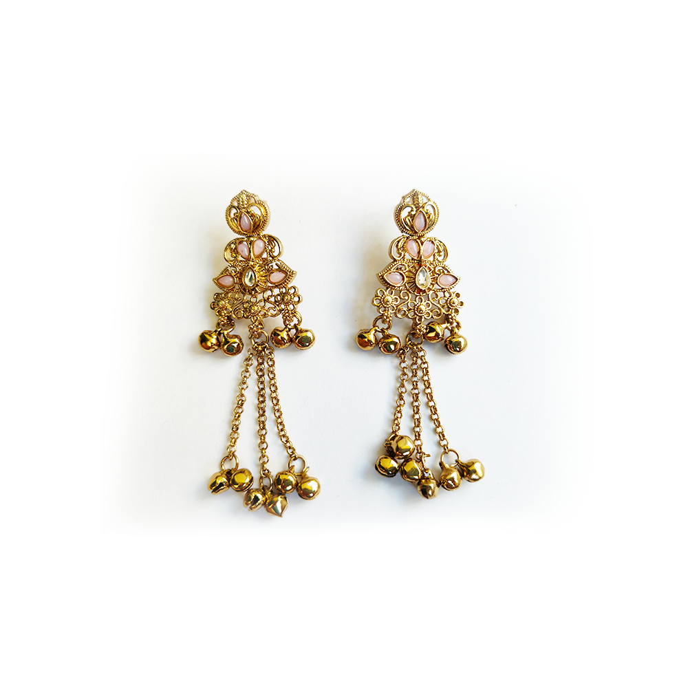 Rose Blush Antique Gold Jhumki