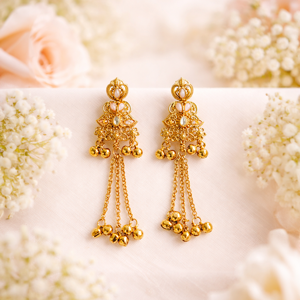 Rose Blush Antique Gold Jhumki