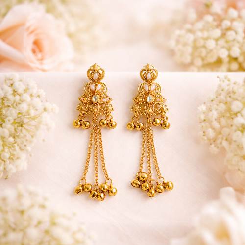 Rose Blush Antique Gold Jhumki