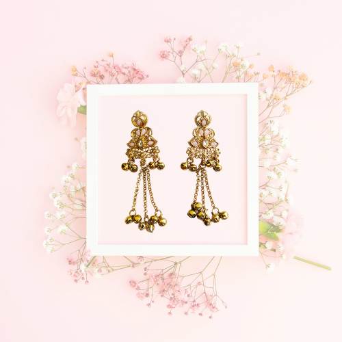 Rose Blush Antique Gold Jhumki