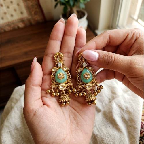 Royal Mint Kundan Drop Earrings
