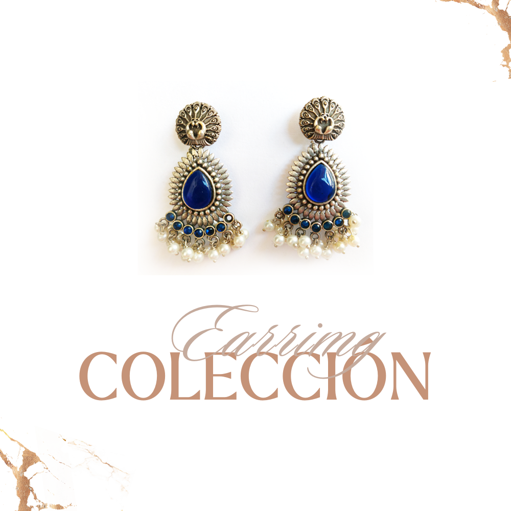 Peacock Blue Ethnic Dangle Earrings