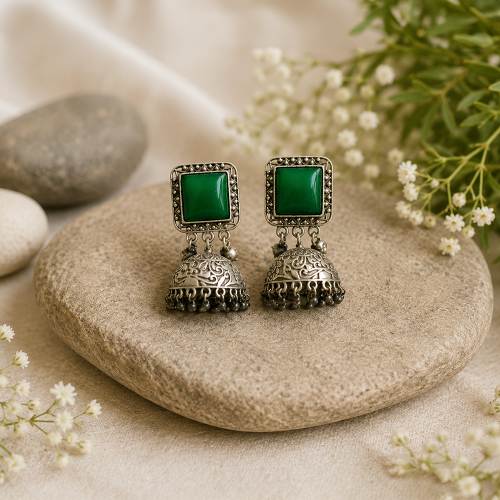 Royal Green Ethnic Earrings