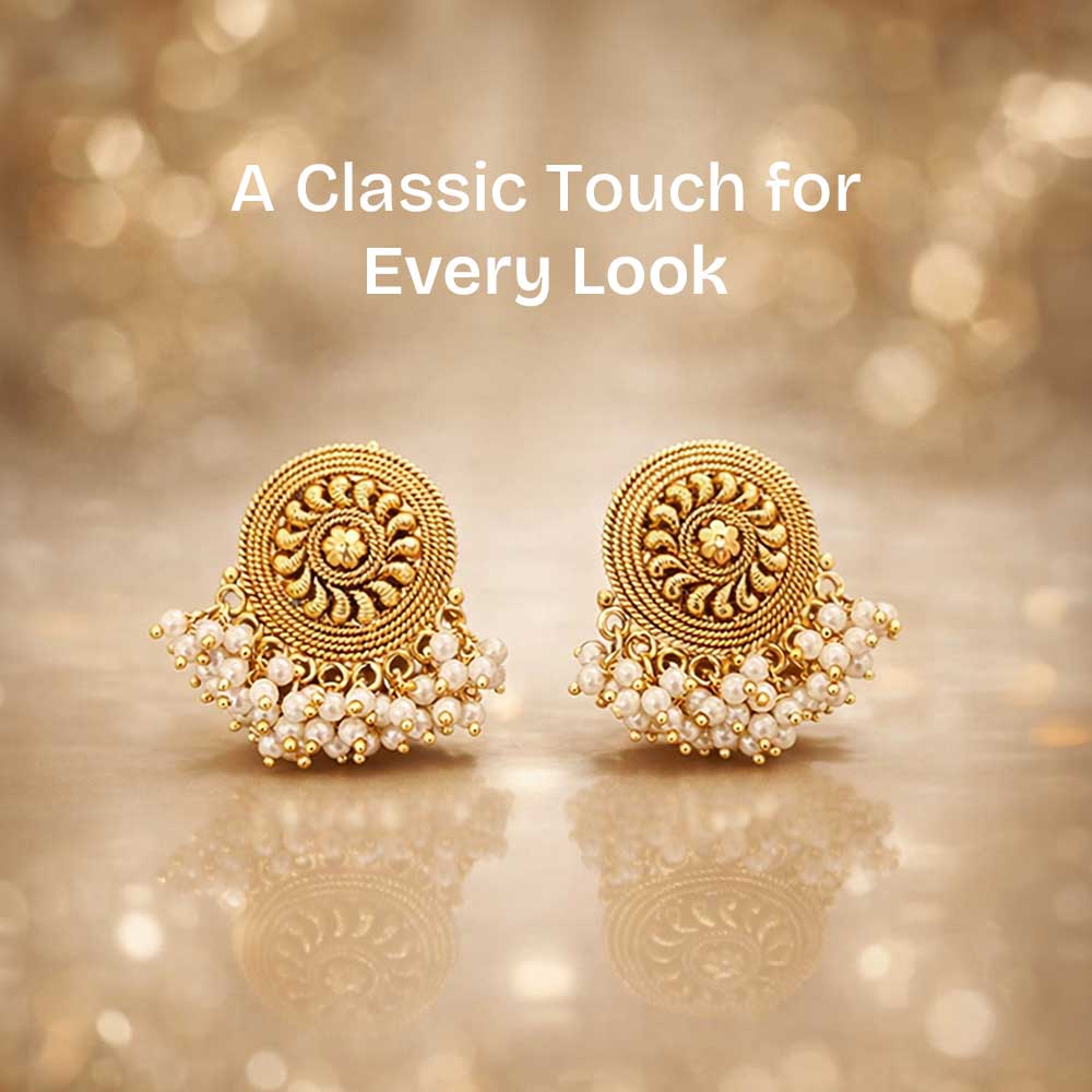 Antique Plain Gold Earring With Gold Plating