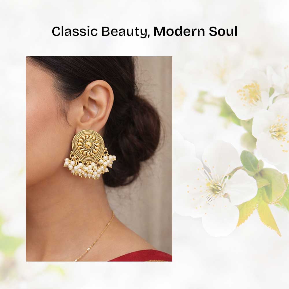 Antique Plain Gold Earring With Gold Plating
