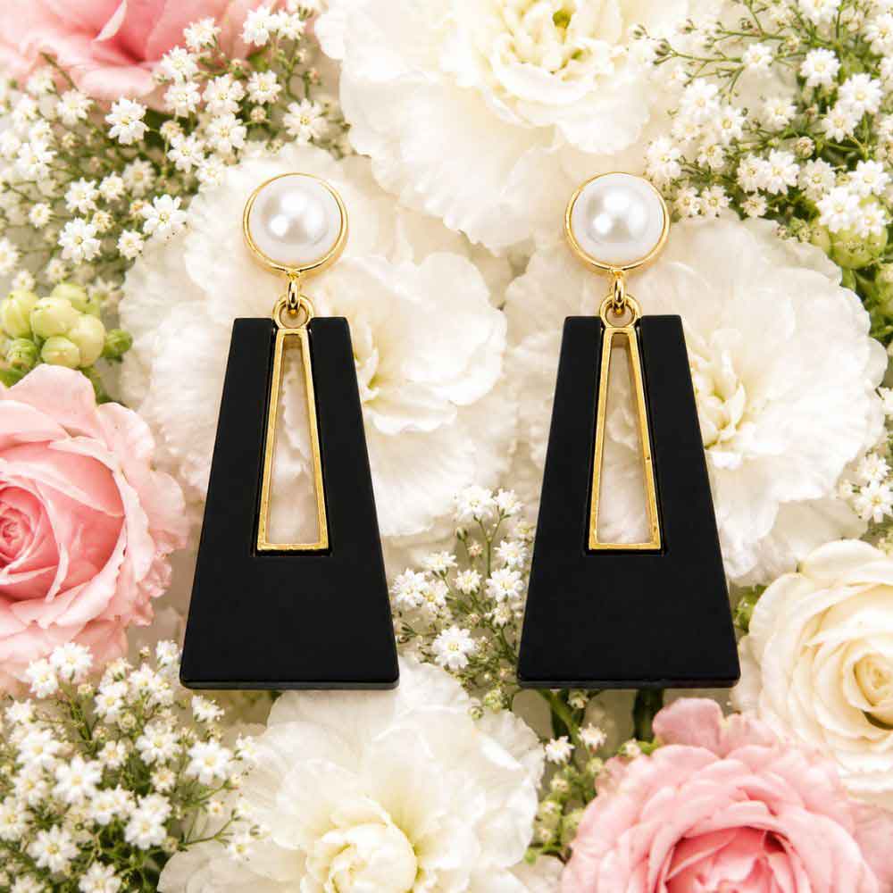 Modern Black Gold Earrings